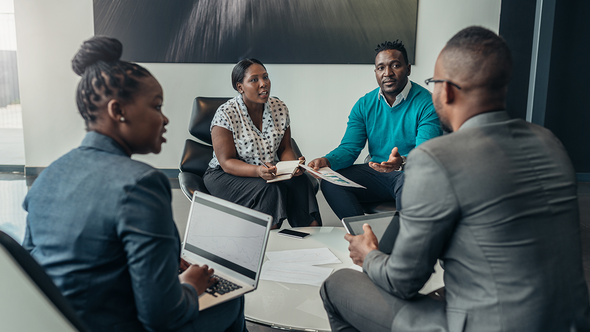 Business people discussing financial plans
